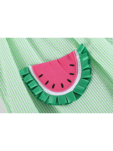 Watermelon Seersucker Smocked Dress