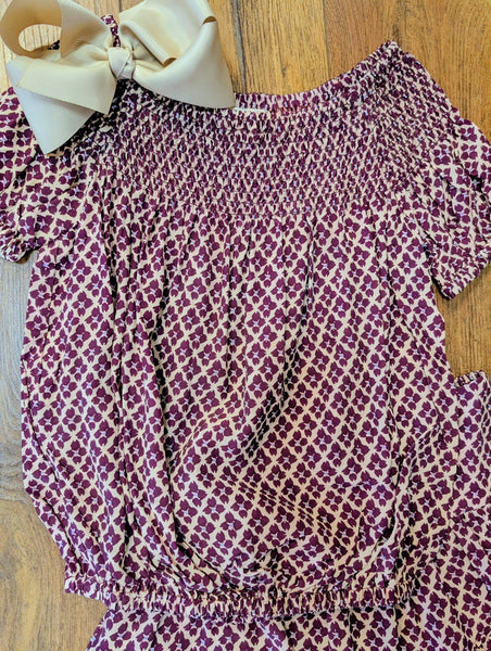 Smocked Blouse in Cranberry