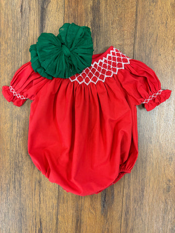 Red Pearl Smocked Bubble