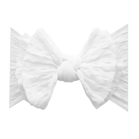 White - Waffle Bow Headband