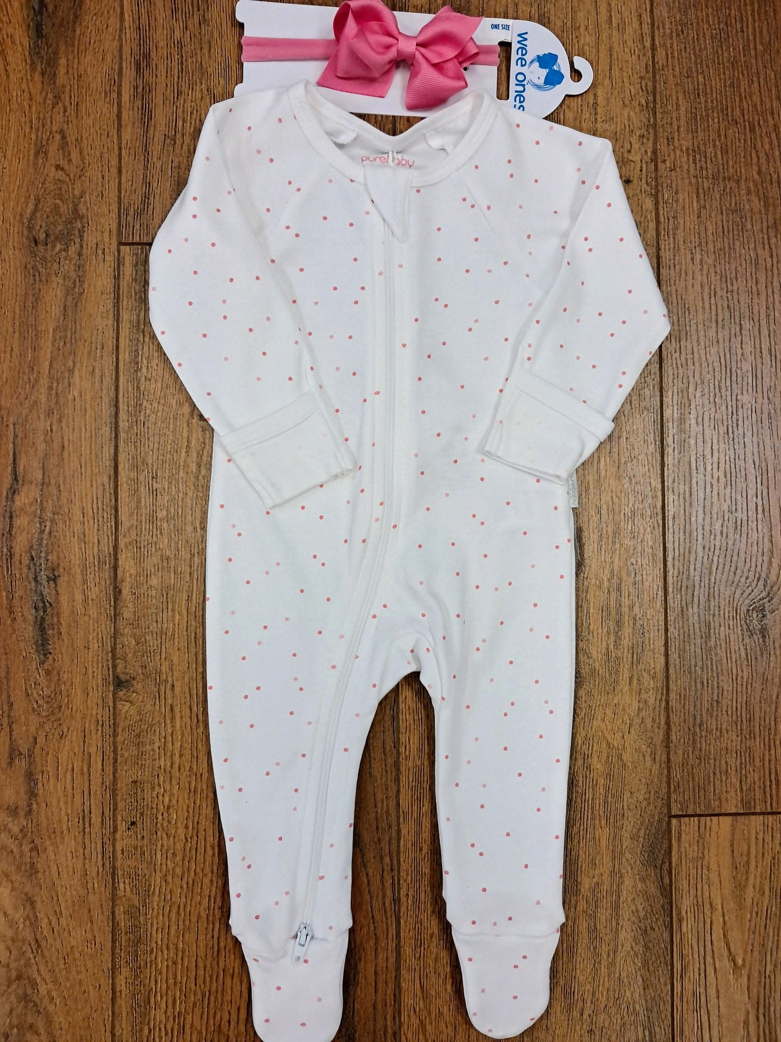 Swiss Dot Zipper Footie