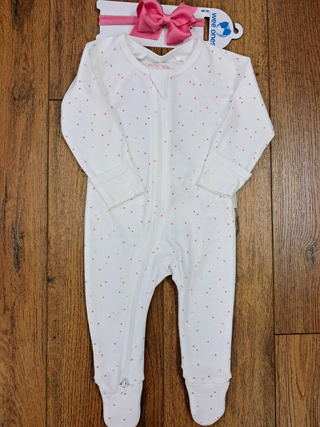 Swiss Dot Zipper Footie