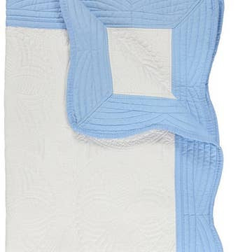 Antique White with Blue Trim Quilt