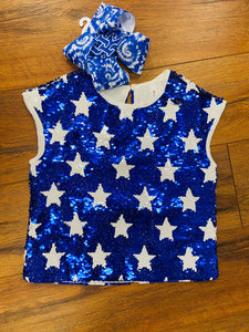 Stary Blue Sequin Top