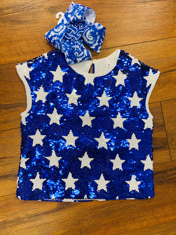 Stary Blue Sequin Top