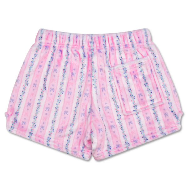Floral Stripes Plush Shorts