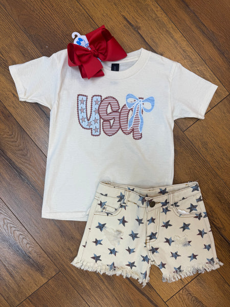 Stars & Stripes USA Bow Tee