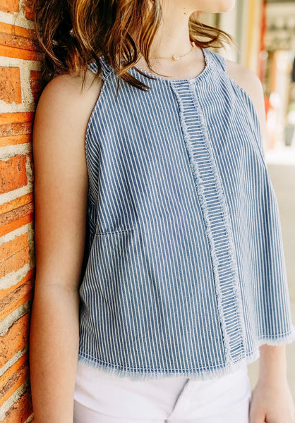 Denim Striped Top