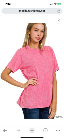 Washed Top in Fuchsia