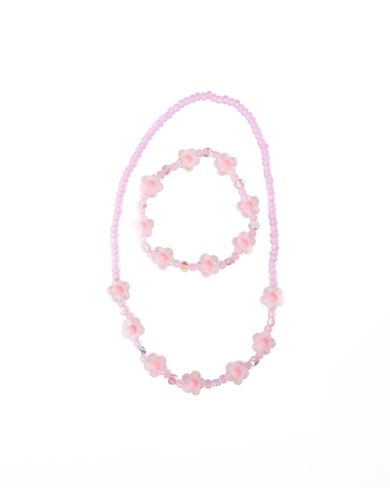 Pink Crystal Bloom Necklace & Bracelet