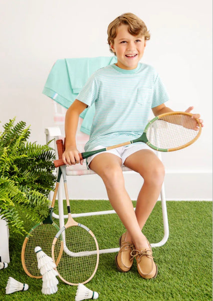 Carter Crewneck-Turks Teal Stripe