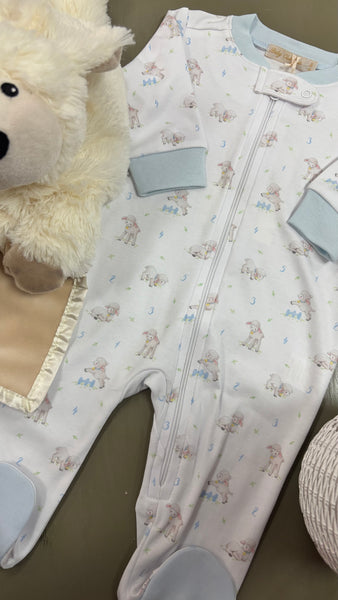 Tiny Baby Sheep Zippered Footie