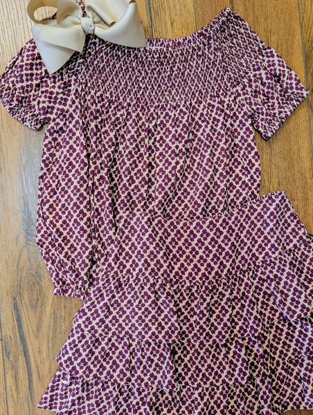 Smocked Blouse in Cranberry