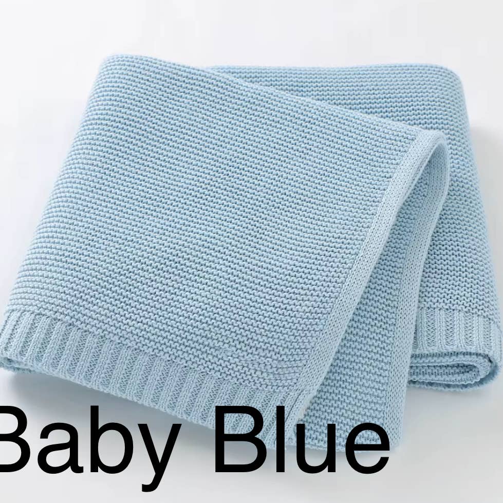 Knit Baby Blue Blanket