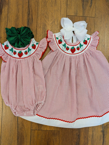 Strawberry Smocked Dress – Falcon Creek Boutique