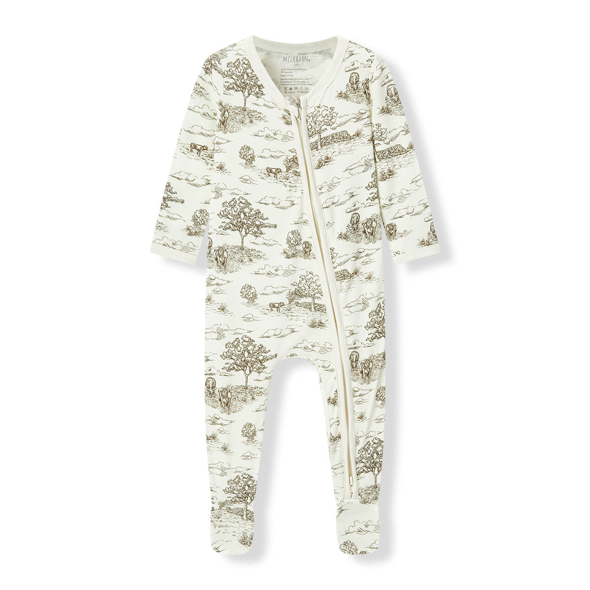 Country Toile Zipper Footie