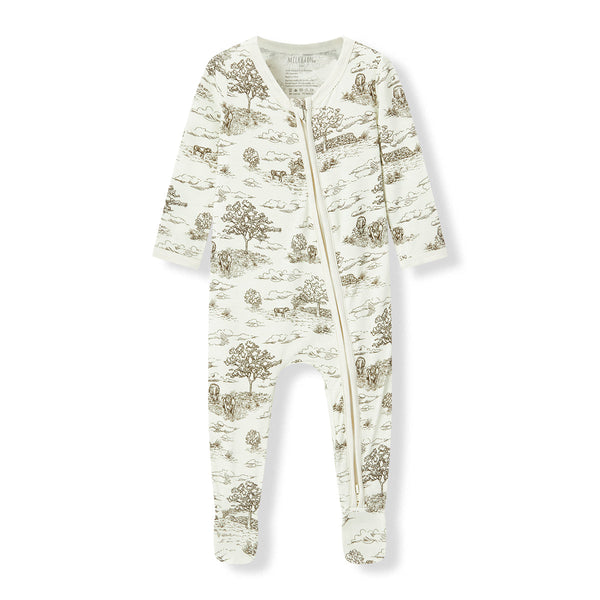 Country Toile Zipper Footie