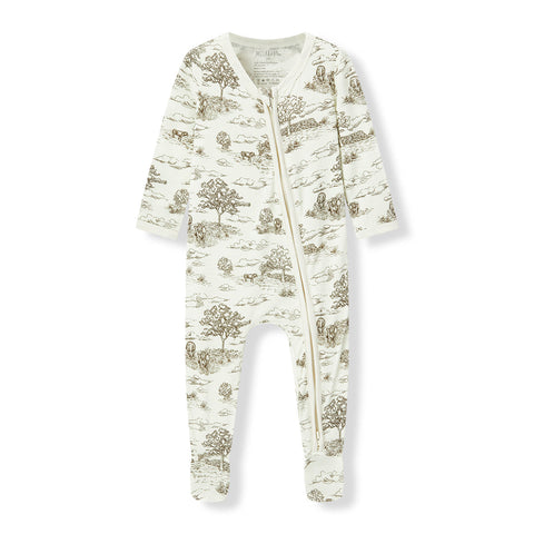 Country Toile Zipper Footie