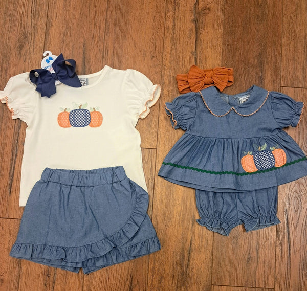 Denim Pumpkin Patch Bloomer Set