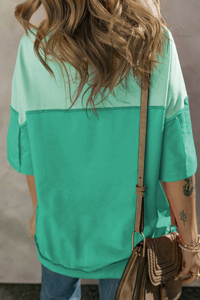 Contrast Color T Shirt in Green