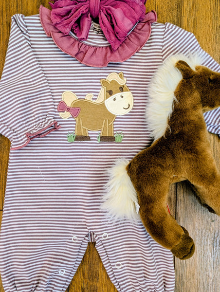 Horsey wi/ Bow Romper