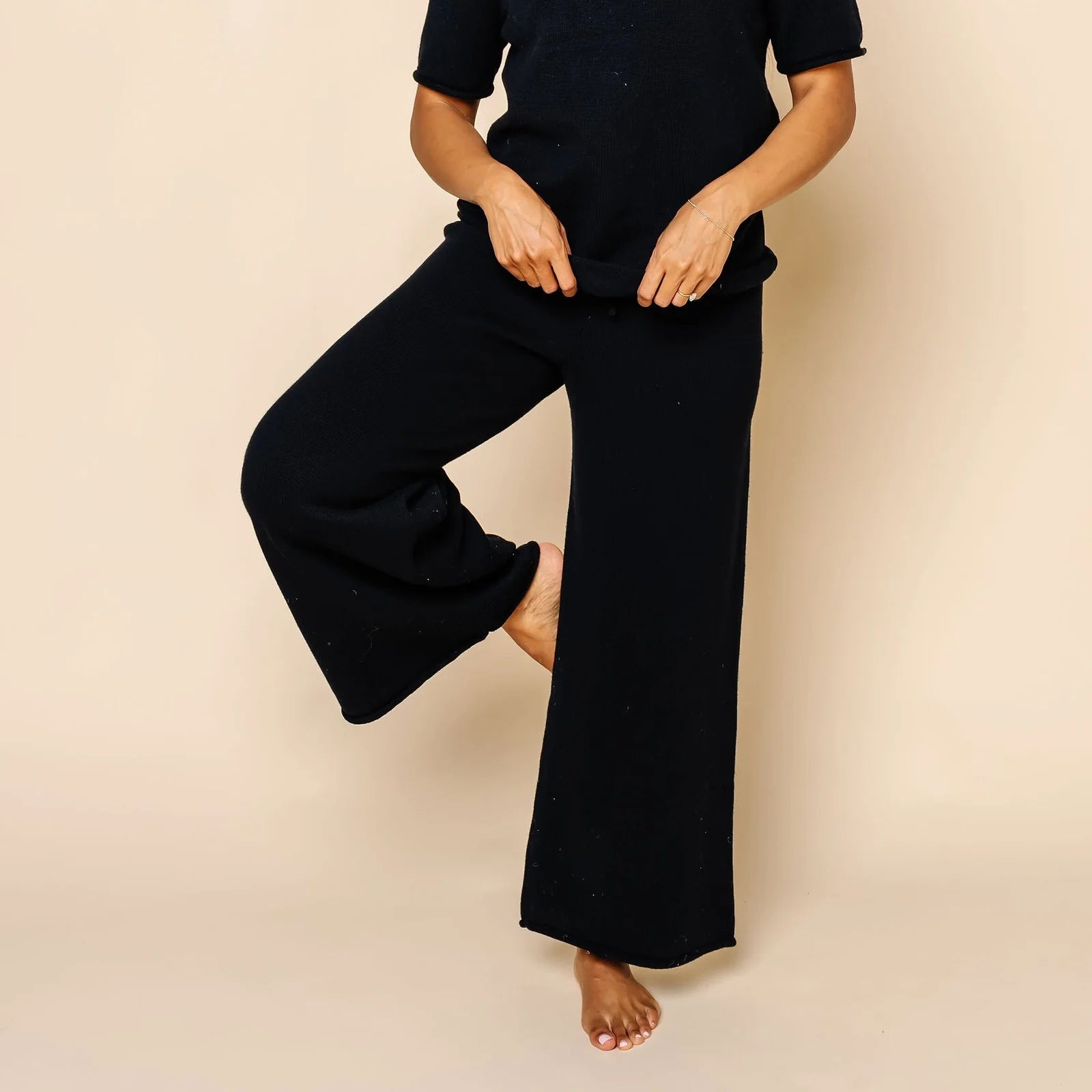 Knit Black Wide Leg Pants
