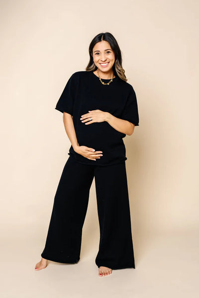 Knit Black Wide Leg Pants