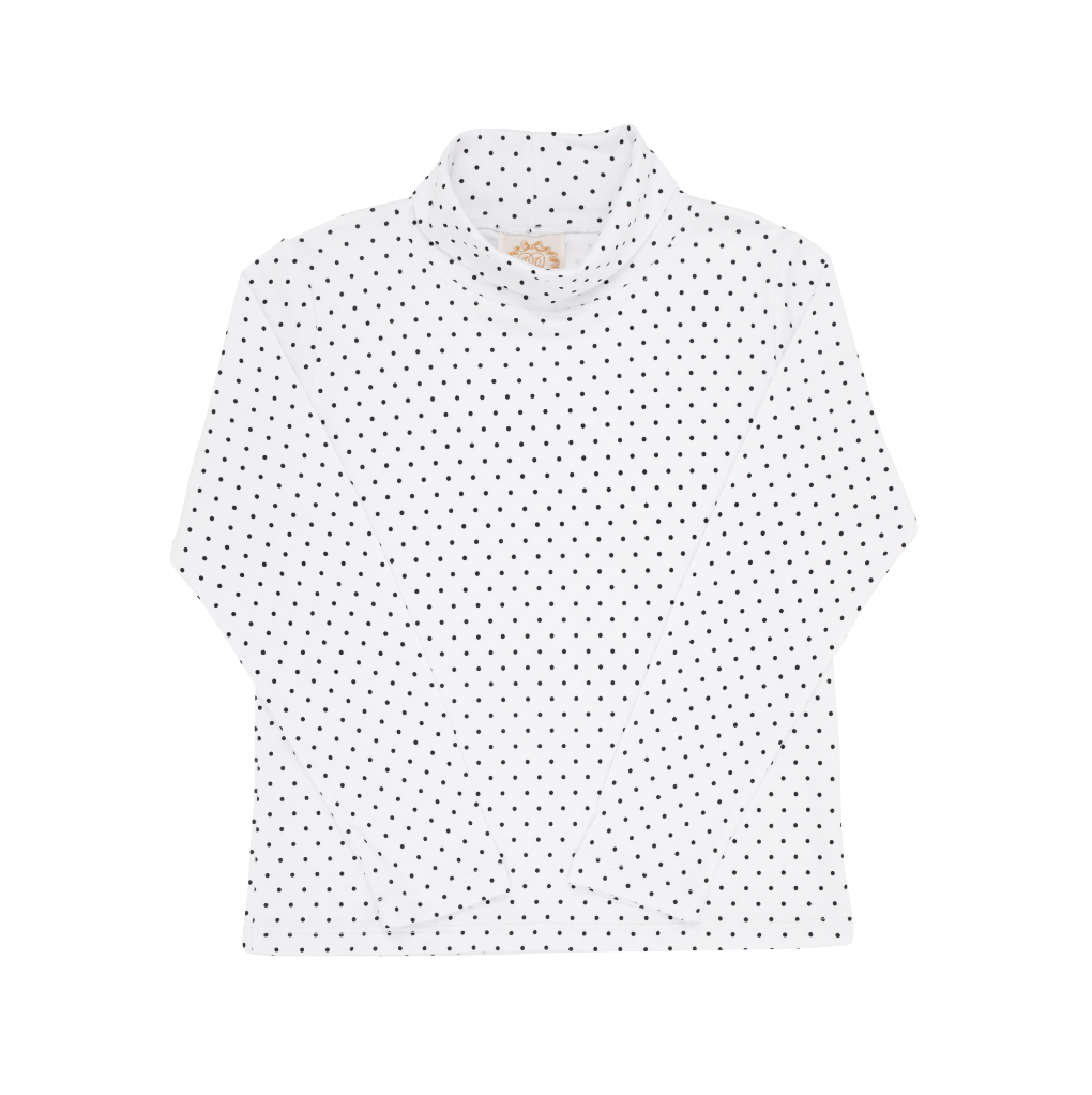 Tatum’s Turtleneck Onesie - black microdot