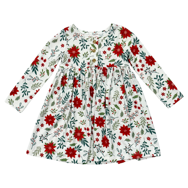 Poinsettia Henley Dress