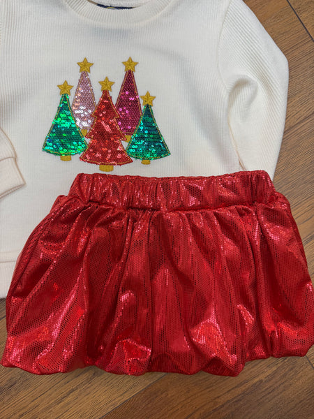 Bubble Skort in Red Sparkle