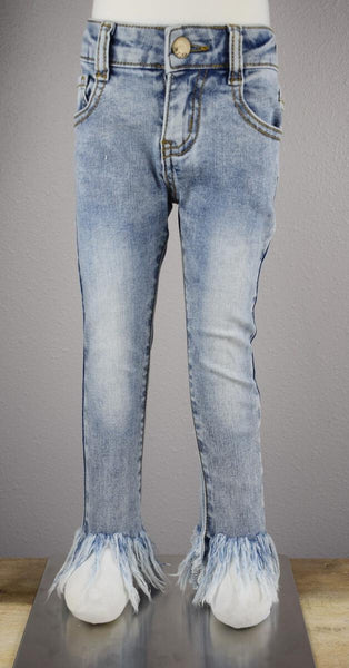 Shaggy Hem Skinny Jeans -Light