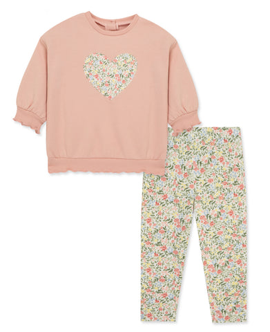 Floral Heart 2pc Sweatshirt Set