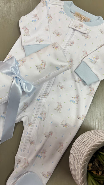 Tiny Baby Sheep Zippered Footie