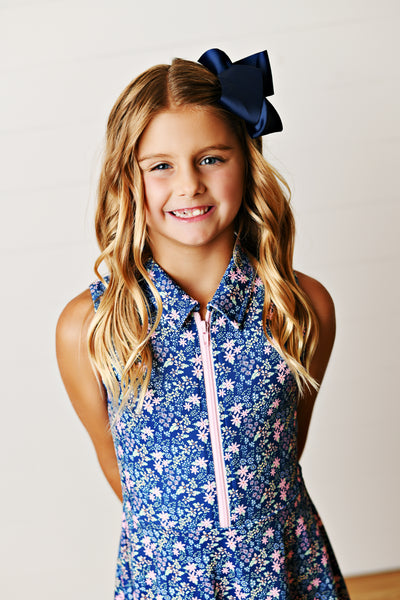 Navy Ditsy Floral Tennis Dress