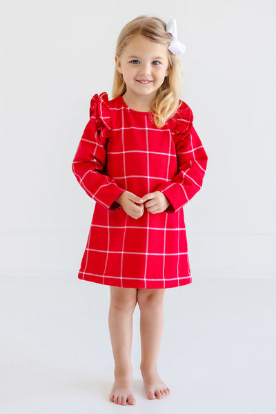 Ruehling Ruffle Dress - Windowpane
