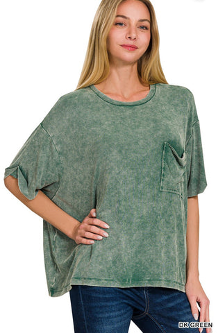 Washed Ribbed Top - Green
