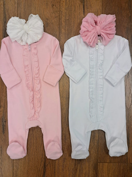 Ruffle Zipper Footie