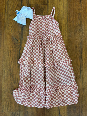 Strawberry Checkered Maxi Dress