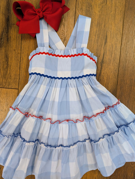 Blue Gingham Tier Sundress