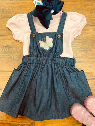 Denim Dress & Pink Tee