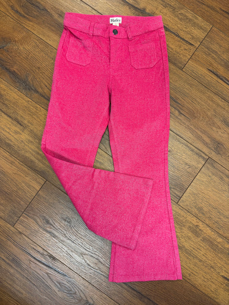 Raspberry Rose Pocket Flared Pants