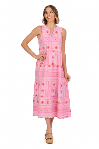 Pink Burke Midi Dress
