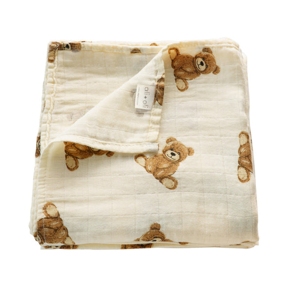Teddy Bear Muslin Swaddle