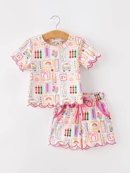 Back to School Print Short Set