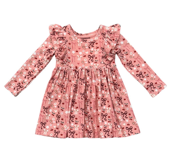 Ruffe Dress in Cherry Hearts