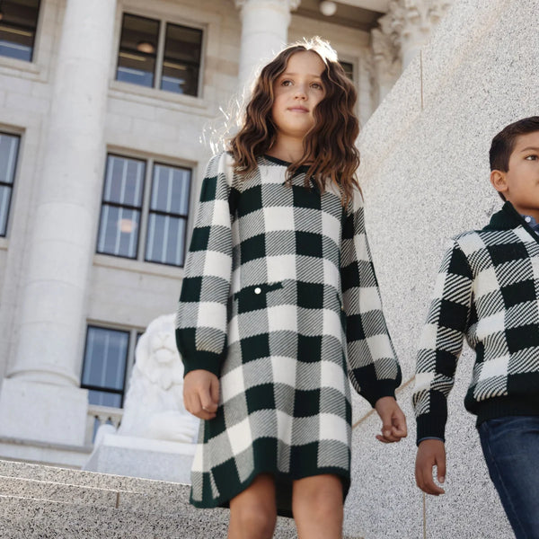 Green Check Sweater Dress