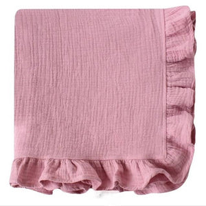 Mauve Muslin Ruffle Blanket