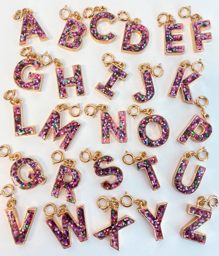 Glitter Initial Charms