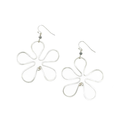 Hibiscus Silver Flower Earrings