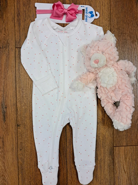 Swiss Dot Zipper Footie